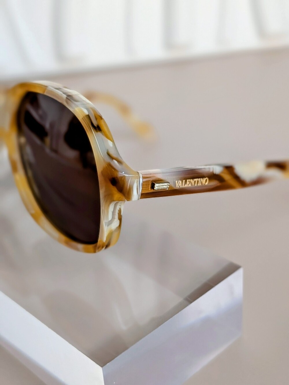 NWT Valentino Garavani Polarized Marble Brown Sunglasses Made in Italy - Picture 5 of 14